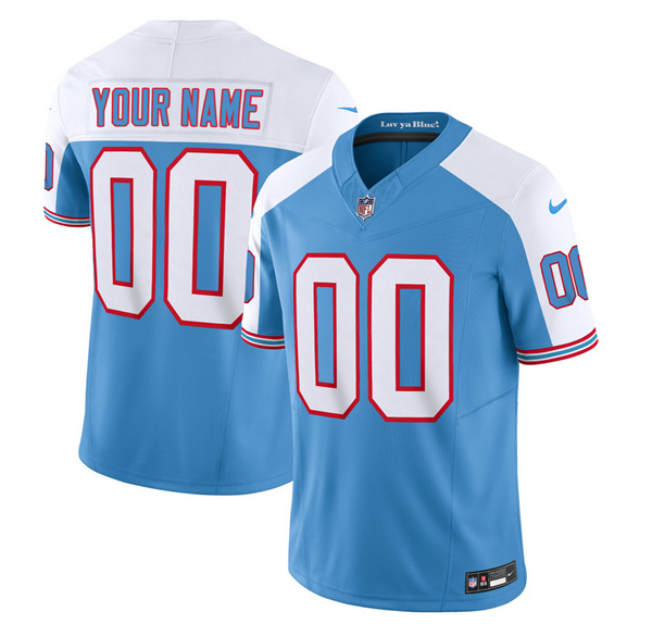 Men & Women & Youth Tennessee Titans Active Player Custom Blue White 2023 F.U.S.E. Vapor Limited Throwback Football Stitched Jersey